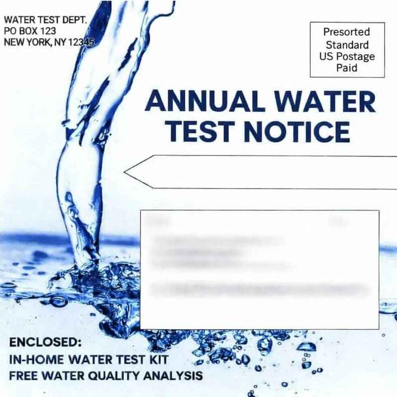 Annual water test kit mail campaign